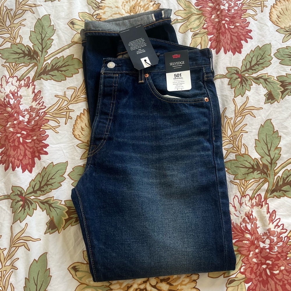 NWT Men’s Levi's 501 Original Fit Selvedge Jeans Size 34 x 32 in Bounty Hunter - Picture 15 of 16